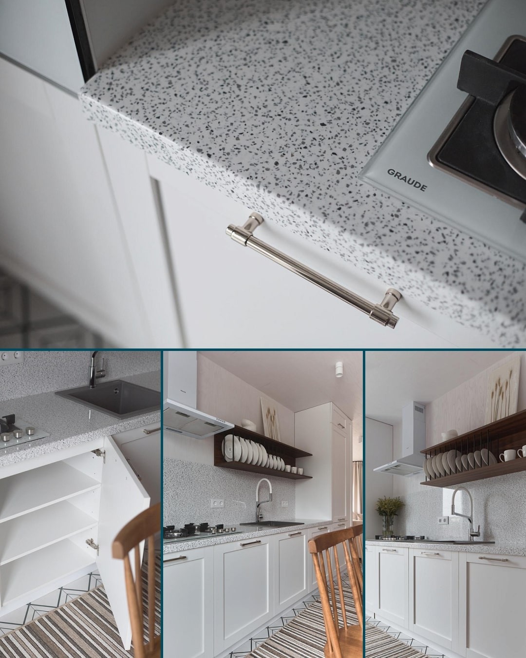 Готовое изделие. Кухня. GRANDEX J-510 Terazzo Bianco. Фото 3