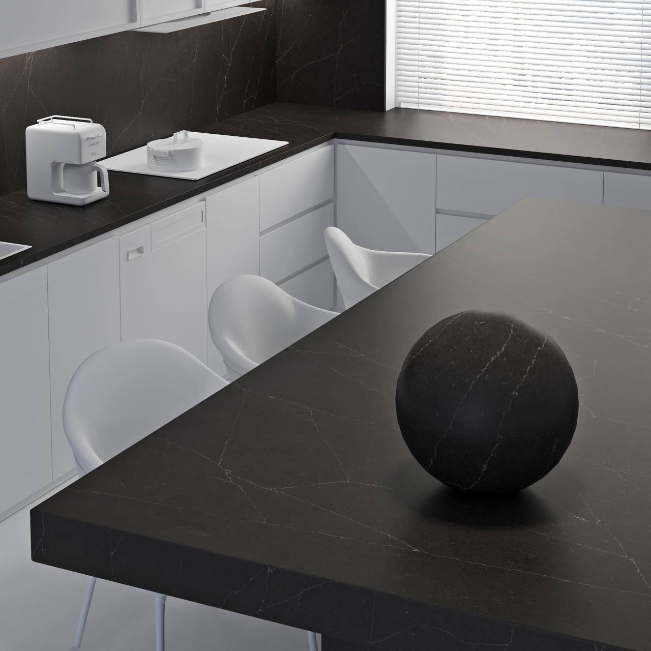 Кварцевый камень Avant Quartz 7985 М Ницца Ноир. Фото 5