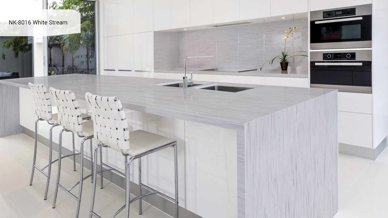 Акриловый камень NEOMARM NK-8016 White Stream. Фото 2