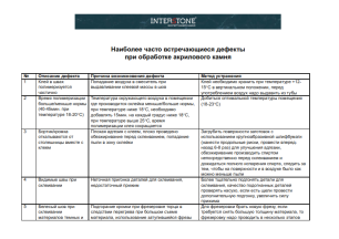 Наиболее часто встречающиеся дефекты при обработке акрилового камня
